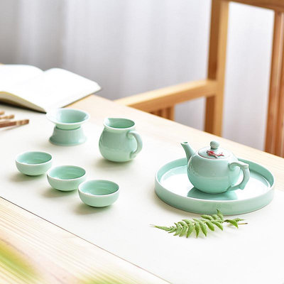 BTK8茶杯品茗杯陶瓷青瓷小魚茶碗茶壺功夫茶具套裝中式主人杯