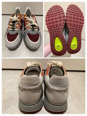 [二手商品] ECCO 經典全皮休閒鞋 灰紅拼接色 （亞洲區限定色）ST.1 size: 38