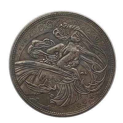 特價！現貨 流浪幣嫦娥黃銅舊銀紀念章 把玩裝飾魔術硬幣單手銅銀紀念幣