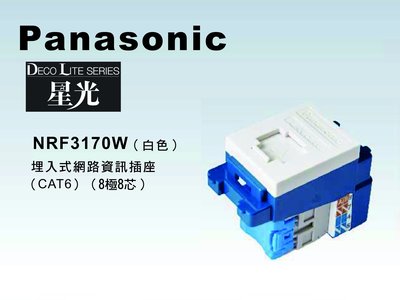 《居家好幫手》Panasonic國際牌 星光系列 NRF3170W 埋入式網路資訊插座CAT6【單品】蓋板需另購