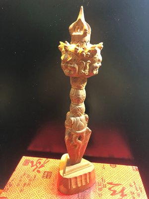 『華山堂』精緻 藏傳普巴金剛杵馬頭明王 印度老山木雕 (手工刻) 老件法器