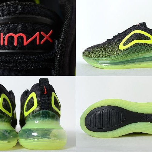 CodE= NIKE AIR MAX 720 鋼印全氣墊慢跑鞋(黑螢光綠) AO2924-008 漸層