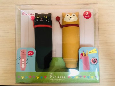 (全新）Lihit Lab 動物造型筆袋 2 入（黑貓 + 柴犬 ）/交換禮物/耶誕禮物