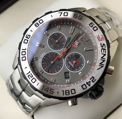 TAG Heuer Formula 1 Special Edition 灰色錶盤 銀色不鏽鋼錶帶 石英 三眼計時 男士手錶 CAZ1012BA0883