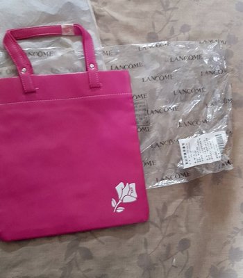【紫晶小棧】蘭蔻 LANCOME 粉紅玫瑰手拿包 小提包 手提包 手提袋 收納整理