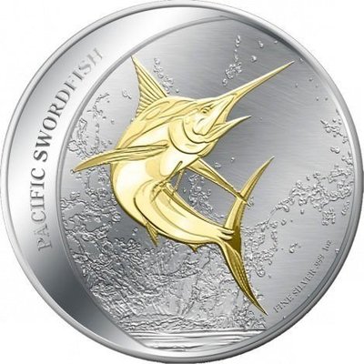 [現貨]紐西蘭 紀念幣 1oz 鍍金 劍魚(Gilded Pacific Swordfish 1oz Silver Coin) 銀幣 原廠原盒