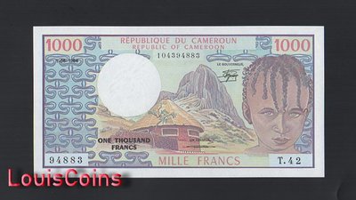【Louis Coins】B1495-CAMEROON-1984喀麥隆紙幣,1.000 Francs