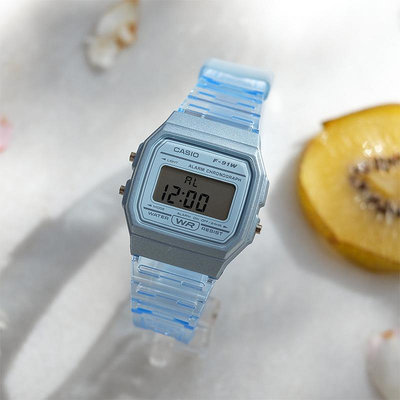 casio卡西歐手錶新款透明錶帶數字情侶電子錶女錶男錶F-91WS-2