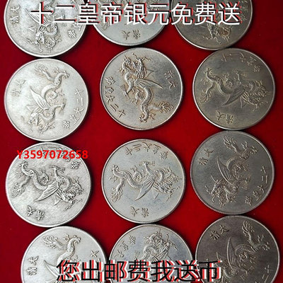 銀元全套12枚大清十二皇帝銀元銀幣反龍洋龍幣復古鐵芯錢幣工藝品