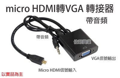 [佐印興業] 轉換器 micro HDMI轉VGA 帶音源 適用:電腦/DVD/數字機頂盒/筆記本 1080P