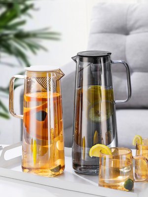 熱銷*冷水壺家用玻璃水瓶耐熱高溫夏季冰箱涼白開水杯套裝大容量泡茶壺#促銷