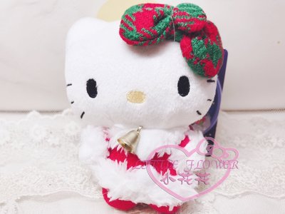 ♥小公主日本精品♥hello kitty凱蒂貓聖誕洋裝紅綠蝴蝶結造型聖誕節小娃娃小布偶吊偶別針偶樂園限定50084807