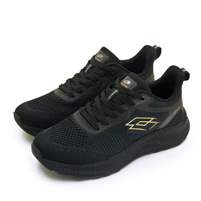 利卡夢鞋園–LOTTO 專業飛織輕量緩震慢跑鞋--SFIDA創跑系列--黑金--6370--男
