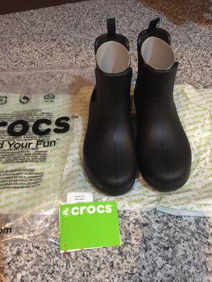 crocs黑色短靴/雨靴W6號