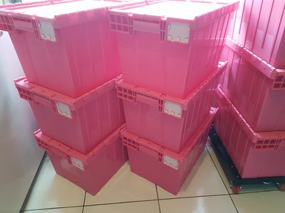 《棧板先生》三號物流箱 物流箱 粉紅色 掀蓋式物流箱 搬運箱 塑膠箱 收納箱 倉儲 塑膠棧板 露營 耐重耐用 精美包裝