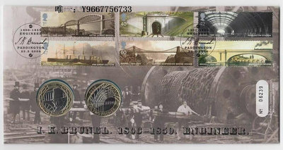 銀幣英國 2006年 布魯內爾誕生200年極其成就 2X2英鎊雙金屬 紀念幣