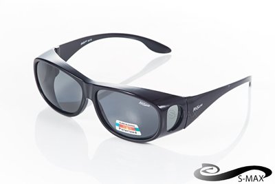【S-MAX專業代理】New 年度新款 大人包覆 專業舒適加大設計 Polarized偏光運動包覆眼鏡 (鏡面黑16)