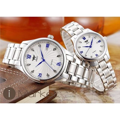 對錶 AMST情侶錶 男女手錶 50米 防水 高質感 藍寶石 奧地利水鑽 精鋼 石英錶 i市集