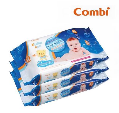 網路超低價、附發票《凱西寶貝》Combi Kuma Kun 嬰兒柔濕巾 ( 海洋深層水 )( 20抽x3包裝 )