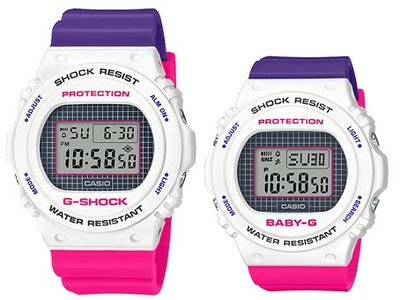 【威哥本舖】Casio原廠貨 G-Shock & Baby-G GA-5700THB-7 聖誕節粉紫情侶對錶