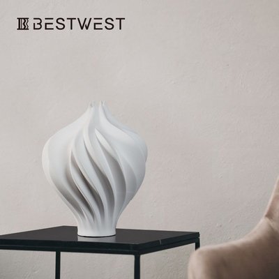 花瓶白色火炬螺旋抽象陶瓷花瓶擺件 ins家居客廳花器陶罐