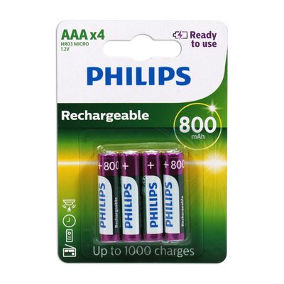 《省您錢購物網》全新~飛利浦PHILIPS AAA 4號 800mAh 低自放鎳氫充電電池(4號4顆)