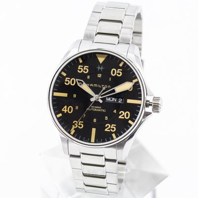 HAMILTON H64725131 漢米爾頓 手錶 機械錶 46mm 黑面盤 鋼錶帶 男錶女錶