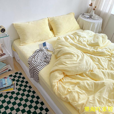 高級簡約素色系ins牛奶絨床包組 加厚法蘭絨床組 床單 床罩 保暖床包四件組 單人床包 雙人床包 加大床包組 柔軟細膩