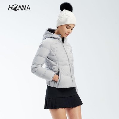 現貨熱銷-HONMA潮新款高爾夫女子羽絨鵝絨服連帽高領防風保暖雙層有型外套服爆款