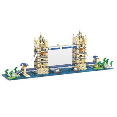 拼裝模型YZ  偉力 微型顆粒拼裝積木玩具潮流世界建筑系列056雙子橋
