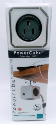 POWER CUBE 魔術方塊延長線 1個 (四面三孔插座+雙USB孔) 2.1A 1650W 電源線 1.5m