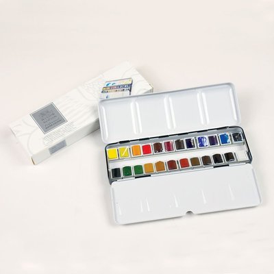 板橋酷酷姐美術 溫莎牛頓 專家級塊狀水彩24色！琺瑯盒！法國製！  買幾盒運費都一樣直接改～