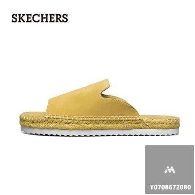 100％原廠Skechers斯凱奇夏季新款麻線編織一腳蹬鞋女士平底涼拖鞋113003