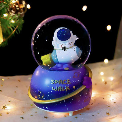 音樂盒宇航員系列水晶球音樂盒創意太空人擺件男孩女孩學生兒童生日禮物八音盒