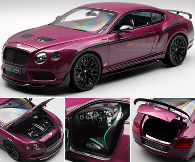 模型車 仿真車模型 AlmostReal似真AR 1：18 賓利歐陸GT3-R限量版汽車模型禮物白紫色