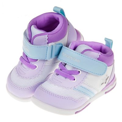 童鞋(13~18公分)Moonstar日本紫白色閃亮之星兒童機能運動鞋I9X959F