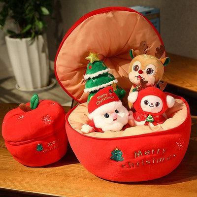 聖誕節禮物聖誕老人公仔毛絨玩具樹抱枕蘋果袋小麋鹿娃娃雪人玩偶
