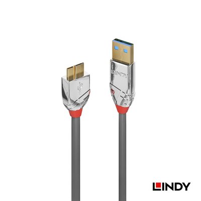 LINDY CROMO LINE USB3.0 TYPE-A/公 TO MICRO-B/公 傳輸線 0.1M 36657