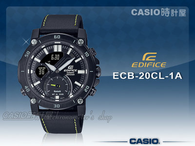 CASIO 時計屋 卡西歐手錶 ECB-20CL-1A EDIFICE 藍牙智慧錶款 男錶 皮革錶帶 ECB-20CL