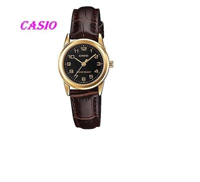 CASIO簡潔大方的三針-時分秒針設計LTP-V001GL-1B MTP-1275G -9A 女錶 石英錶 皮革錶帶