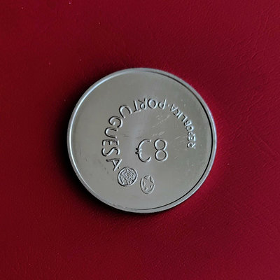 葡萄牙 2003年發行2004年歐洲杯8歐紀念銀幣，品相如圖