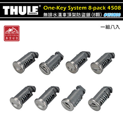 【大山野營】附鑰匙 THULE 都樂 One-Key System 8-pack 450800 無排水溝車頂架防盜鎖