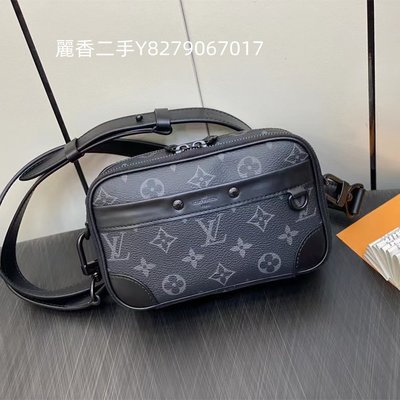 麗香二手 LV 路易威登 Nano Alpha 黑花 雙拉鍊 小相機包 斜背包 M82542 現貨