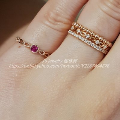 日本訂製18k金紅寶石戒指 鏤空雕花 agete VA 輕珠寶風格 情人節禮物