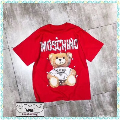 PapaDarling 18SS 歐美時尚潮牌Moschino 同款燈泡小熊短袖上衣 T恤