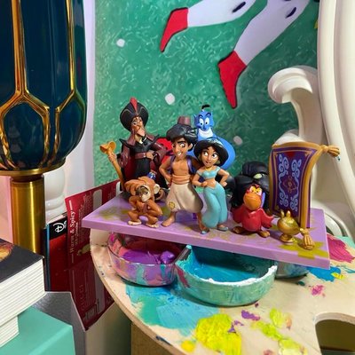 茉莉 公主 迪士尼 Disney 阿拉丁 天方夜譚 神燈  精靈 艾格 阿布 賈方 魔毯 魔法玩具 擺件 公仔