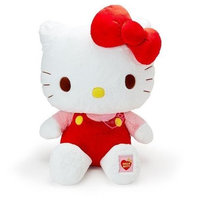 ♥小公主日本精品♥Hello Kitty 經典特大布偶柔軟立體 居家布置紅色調帶褲紅白款11420002