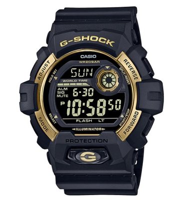 【萬錶行】CASIO G  SHOCK 黑金黑色反轉液晶  G-8900GB-1
