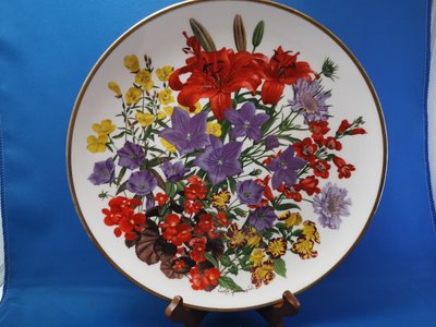 [美]FRANKLIN PORCELAIN(WEDGWOOD製造)1978年骨瓷花卉裝飾盤-JULY