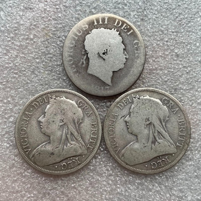 二手 英國喬三維多利亞紗半克朗銀幣三817 1893 189 紀念幣 銀幣 銅幣【奇摩錢幣】302